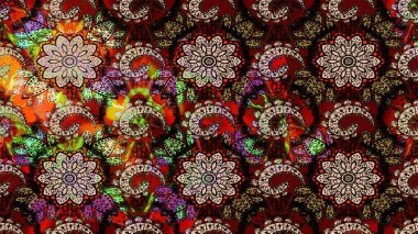 Raster güzel kumaş deseni çiziyor. Çiçek deseni. Düz Çiçek Elementleri Tasarımı. Renkli Bahar Teması çizim şablonu.