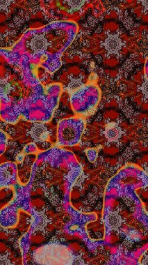 Renkli Bahar Teması eskiz kalıbı. Düz Çiçek Elementleri Tasarımı. Sevimli çiçek raster deseni. Kahverengi ve kırmızı renkte çiçekler.