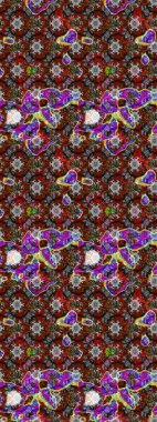 Gri ve kırmızı renkte etnik çiçekli zarif eskiz deseni. Raster Çiçek İllüstrasyon Şirin Tekstil.