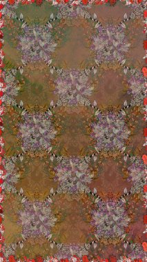 Moda baskıları için zarif bir şablon. Küçük renkli çiçekler. Kahverengi ve bej çiçekli bahar çiçekleri. Motley illüstrasyonu. Küçük çiçekte şirin desenler.