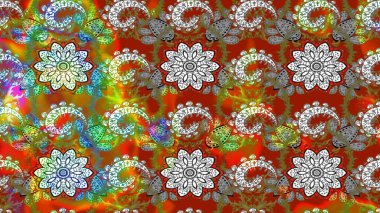 Sevimli çiçek raster deseni. Kahverengi ve gri renkli çiçekler. Düz Çiçek Elementleri Tasarımı. Renkli Bahar Teması çizim şablonu.