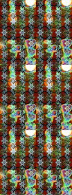 Kabile sanatı boho baskısı, klasik çiçek arkaplanı. Soyut etnik raster çizim kalıbı. Arkaplan dokusu, duvar kağıdı, kahverengi ve yeşil renkli çiçek teması.