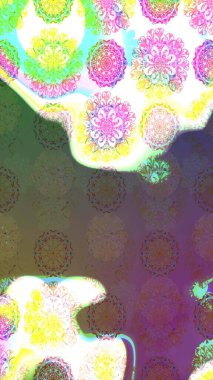 Hediye ambalaj kağıdı, tebrik kartları, posterler ve pankart tasarımı. Kahverengi ve yeşil renkli çiçekler. Raster düz çiçek çizim deseni.