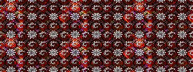 Suluboya çiçekli çiçek deseni. Kahverengi ve siyah renkli Asya tekstili. Raster illüstrasyonu.