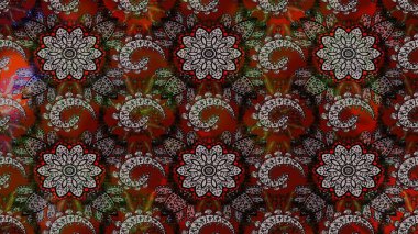 Kızılderili desenli desenli desenli şal deseni. Etnik Mandala süsü. Raster Henna dövme stili. Tekstil, tebrik kartı, boyama kitabı, telefon kılıfı baskısı için kullanılabilir.