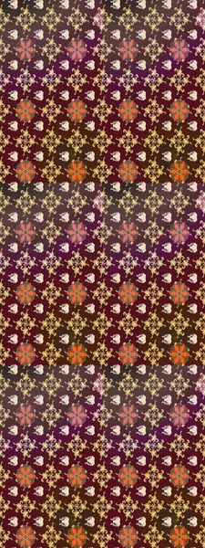 Çiçekler. Vadinin çiçekleri mor ve kahverengi renklerde. Soyut etnik raster çizim kalıbı.