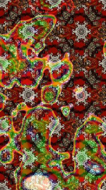 Arkaplan dokusu, duvar kağıdı, kahverengi ve kırmızı renkli çiçek teması. Kabile sanatı boho baskısı, klasik çiçek arkaplanı. Soyut etnik raster çizim kalıbı.