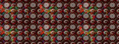 Raster illüstrasyonu. Çiçekli, yapraklı, çiçek desenli eskiz. El çizimi.