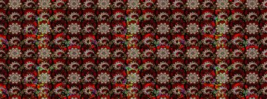 Siyah ve kırmızı renkte çiçekler. Raster illüstrasyonu. Tropikal çizim çiçek deseni.