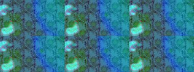 Çiçek deseni. Mavi ve yeşil renkli çiçekler. Şatafatlı bahar bahçesi dokusu. Raster illüstrasyonu. Çiçeksiz mavi ve yeşil renkler.