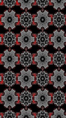 Siyah ve gri renkli çiçekler. Raster illüstrasyonunda çiçek deseni çizimi.