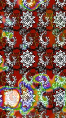 Raster illüstrasyonu. Çiçek ve yapraklı karalama şeklinde Raster çiçek deseni. Nazikçe, bahar çiçekleri kahverengi ve gri renklerde.