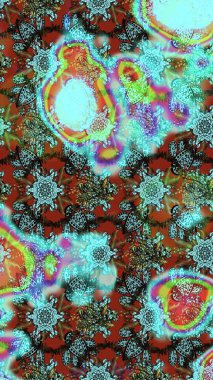 Raster illüstrasyonu. Suluboya çiçekli çiçek deseni. Mavi ve kahverengi renkli güzel tekstil.