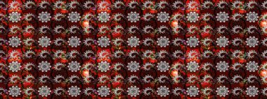 Yumuşak, bahar çiçekli arka plan. Çiçekli karalama şeklinde Raster çiçek deseni. Kahverengi ve siyah renkte çiçekler.