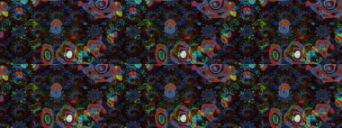 Raster suluboya çiçek deseni, narin çiçekler, mavi ve kahverengi çiçekler, tebrik kartı şablonu. Güzel kumaş deseni.