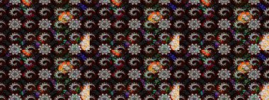 Küçük siyah ve kahverengi çiçeklerle oldukça eski bir besin torbası deseni. Tekstil, kumaş, kapaklar, duvar kağıtları, baskı, paket, koleksiyon defteri, örgü, dekupaj için çiçek arkaplanı..