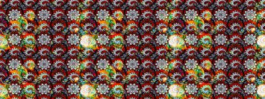 Motley illüstrasyonu. Küçük renkli çiçekler. Küçük çiçekte güzel bir desen. Çiçekli bahar çiçekleri. Moda baskıları için zarif bir şablon.