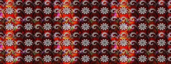 Düz Çiçek Elementleri Tasarım Raster illüstrasyonu. Çiçek desenli eskiz. Renkli Bahar Teması eskiz kalıbı. Kırmızı ve kahverengi renkte çiçekler.