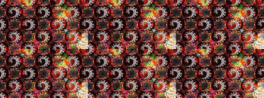 Siyah ve kahverengi renkte çiçekler. Elle boyanmış suluboya resim çizimi çiçekler ve bitkiler.