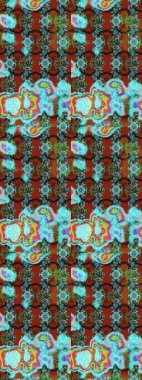 Tropik çiçekler. Mavi ve kahverengi renkte çiçekler. Gömlek çizimi Arkaplan Deseni.