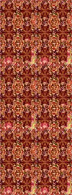 Raster. Kırmızı ve kahverengi renkte güzel çiçekleri olan eskiz deseni, suluboya çiçek deseni, duvar kağıdı, kart veya kumaş için fayanslı.