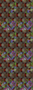 Millefleur 'lar. Küçük gri ve kahverengi renkte oldukça eski bir besin torbası deseni, çiçekler. Tekstil, kumaş, kapaklar, duvar kağıtları, baskı, paket, koleksiyon defteri, örgü, dekupaj için çiçek arkaplanı..