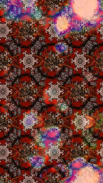 Kahverengi ve kırmızı renklerde bahar çiçekleri. Çiçek ve yapraklı karalama şeklinde Raster çiçek deseni. Raster illüstrasyonu.