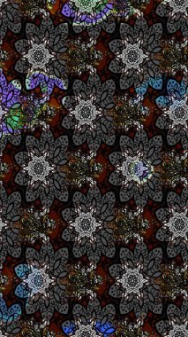 Hediye ambalaj kağıdı, tebrik kartları, posterler ve pankart tasarımı. Raster düz çiçek çizim deseni. Siyah ve gri renkte çiçekler.