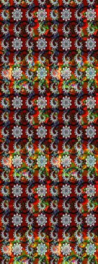 El çizimi. Çiçekli, yapraklı, çiçek desenli eskiz. Raster illüstrasyonu.