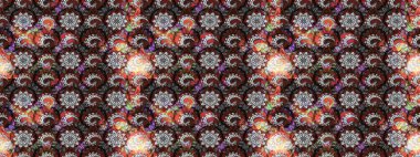 Çiçekli karalama şeklinde Raster çiçek deseni. Gri ve kahverengi renkli çiçekler. Nazik, narin çiçek arkaplanı.