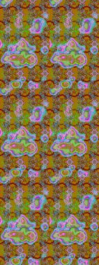 Raster deseni. Bahar çiçekleri dallı desen, kahverengi ve çiçek siluetiyle yeşil renkler.