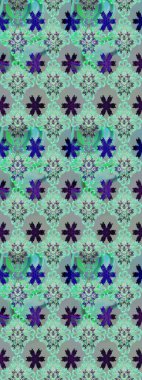 Çiçekli karalama şeklinde Raster çiçek deseni. Raster illüstrasyonu. Yumuşak, yaz çiçekleri mavi ve nötr renklerde.