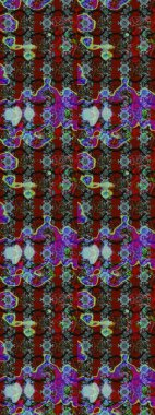 Süslü kumaş deseni. Raster illüstrasyonundaki çiçek desenli çizim. Düz Çiçek Elementleri Tasarımı. Renkli Bahar Teması çizim şablonu.