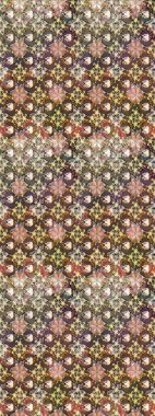 Sevimli çiçek raster deseni. Renkli Bahar Teması eskiz kalıbı. Düz Çiçek Elementleri Tasarımı. Kahverengi renkte çiçekler.