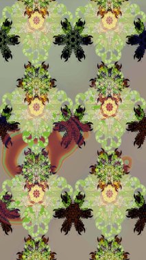 Çiçek izi. Suluboya çizim kalıbı. Suluboya tarzında tarafsız ve gri renkte çiçekler.