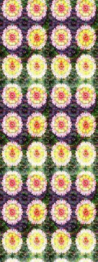 Hediye ambalaj kağıdı, tebrik kartları, posterler ve pankart tasarımı. Tarafsız ve sarı renkte çiçekler. Raster düz çiçek çizim deseni.