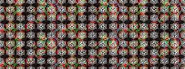 Raster illüstrasyonu. Küçük çiçekli yay deseni çiz. Suluboya tarzında siyah ve gri renkler üzerine.