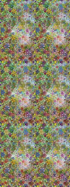 Yeşil ve nötr renklerde Asya tekstil tarzında. Kusursuz çiçek deseni. Raster illüstrasyonu.