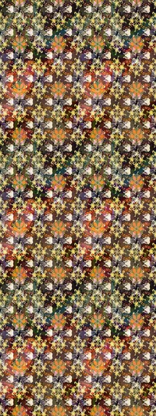 Modern çiçek arkaplanı. Moda baskıları için zarif bir şablon. Parlak renkli çiçekleri ve kahverengi ve bej renklerinde yaprakları olan şaşırtıcı, pürüzsüz çiçek deseni. Halk stili.