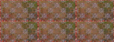 Millefleur 'lar. Küçük kahverengi, bej ve çiçeklerle oldukça eski bir besin torbası deseni. Tekstil, kumaş, kapaklar, duvar kağıtları, baskı, naylon, yapıştırma, örgü, dekupaj için çiçeksiz arkaplan