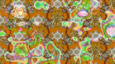 Kahverengi çiçekli eskiz deseni, suluboya çiçek deseni, sevimli çiçek, duvar kağıdı, kart veya kumaş için fayanslı. Raster - stok.