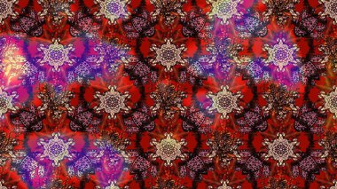 Renkli Yaz Temalı eskiz kalıbı. Düz Çiçek Elementleri Tasarımı. Kahverengi renkli çiçekler. Raster illüstrasyonunda çiçek deseni çizimi.