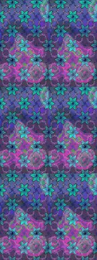 Mor renkler üzerine çiçek desenli çizim, el yapımı papatyalar, papatyalar. Tekrarlayan çiçek arkaplanı, zarif menekşe çiçek duvar kağıdı.