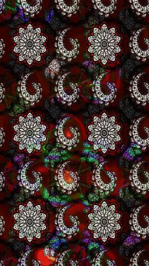 Kızılderili desenli desenli desenli şal deseni. Raster Henna dövme stili. Etnik Mandala süsü. Tekstil, tebrik kartı, boyama kitabı, telefon kılıfı baskısı için kullanılabilir.