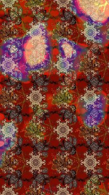 Botanik çizim kalıbı. Raster deseni. Organik elementler. Suluboya etkisi.