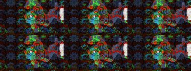 Çiçek desenli raster, kahverengi ve mavi çizgi grafik desenli soyut raster arkaplan. Modern stil dokusu.