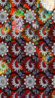 Düz Çiçek Elementleri Tasarımı. Renkli Bahar Teması eskiz kalıbı. Raster illüstrasyonundaki çiçek desenli çizim. Güzel kumaş deseni.