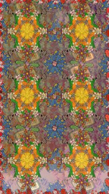 Kahverengi ve nötr renklerde çiçekler. Raster illüstrasyonunda kusursuz çiçek deseni.