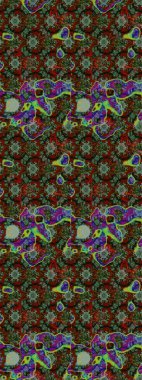 Çiçekli zambakların eskiz geçmişi. Parlak çiçekli kolaj çiçekleri yeşil ve kırmızı. Çiçek tasarımı için inanılmaz kolaj cennet tarzı..