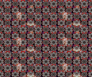 Raster Çiçek İllüstrasyonu güzel tekstil. Siyah ve kahverengi renkli etnik çiçeklerle zarif bir eskiz deseni..